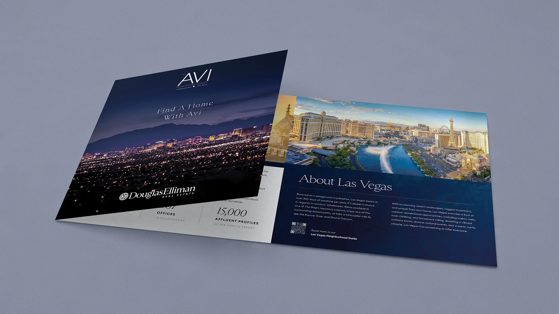 A square tri-fold brochure for a real estate agent. This is the first image showing the unfolding of the brochure.