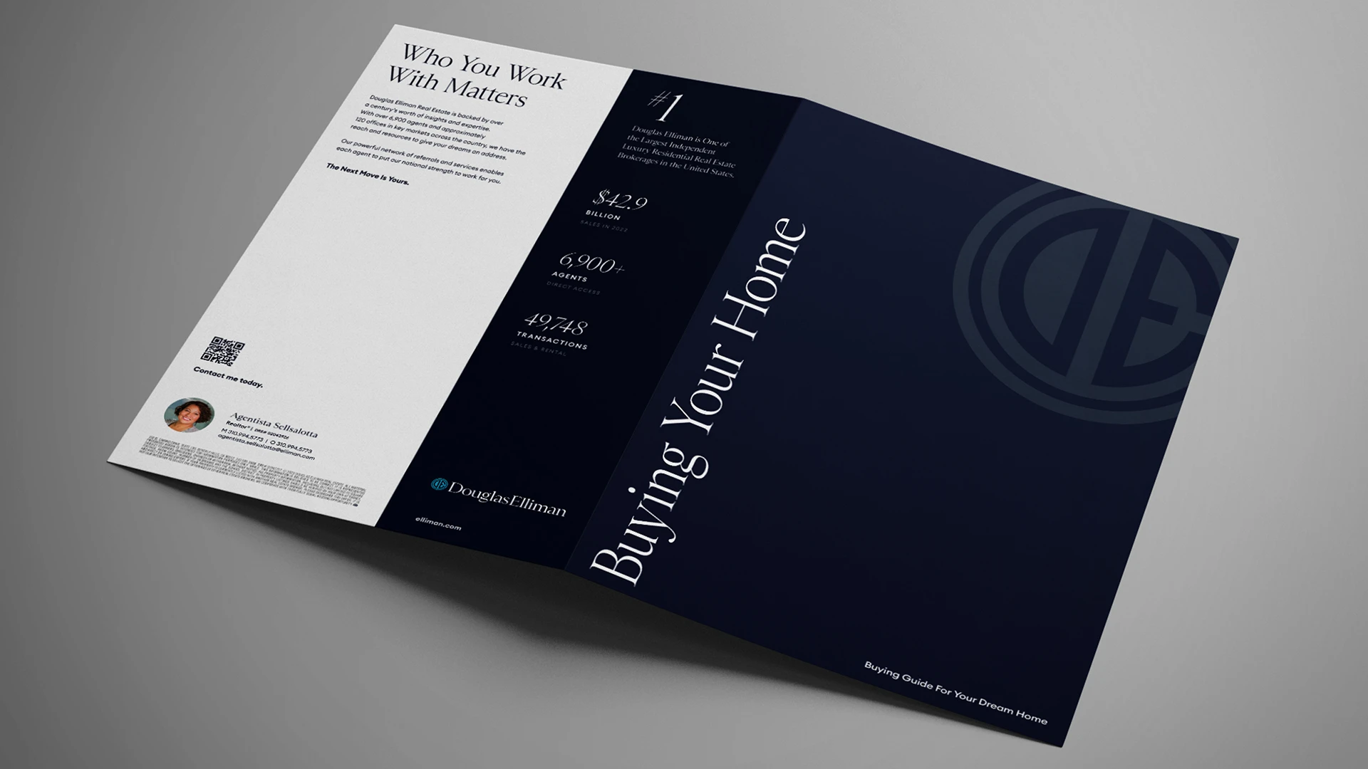 The back and cover of the Buyer's Guide for Douglas Elliman.