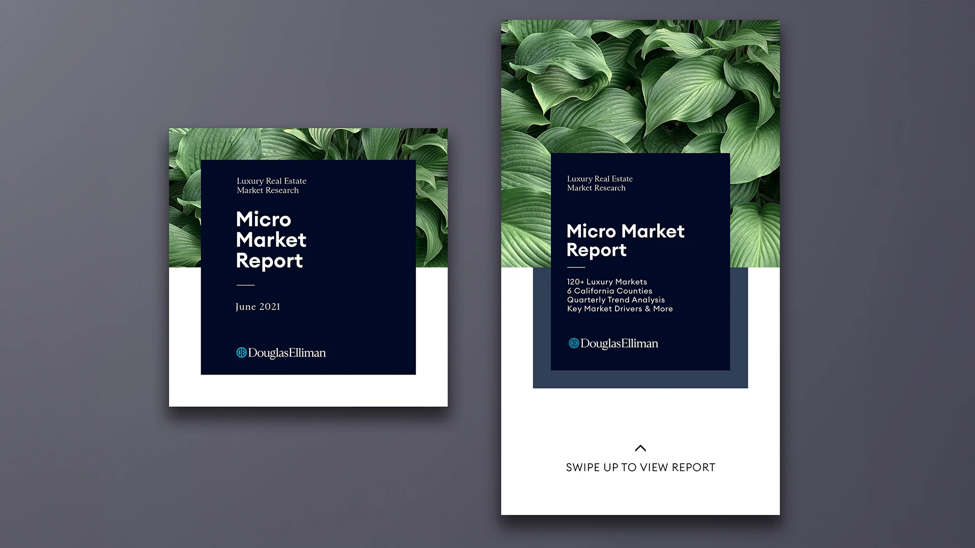 The social post and social story images which accompany the Micro Market Reports in the design iteration that existed from 2020 through mid-2023. This image shows the graphics matching the texture utilized in the current month's report.